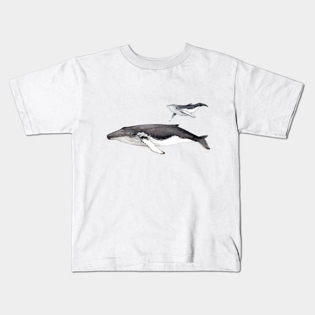 Humpback whale and baby Kids T-Shirt by chloeyzoard